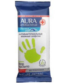 Aura Antibacterial Derma Protect nawilżane chusteczki oczyszczające antybakteryjne 20szt