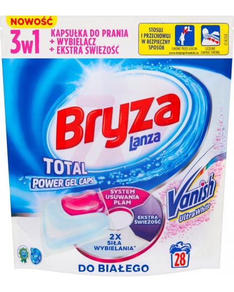 BRYZA LANZA VANISH ULTRA WHITE KAPSUŁKI DO PRANIA + WYBIELACZ 3W1 DO BIAŁEGO 607,6 G (28 X 21,7 G)