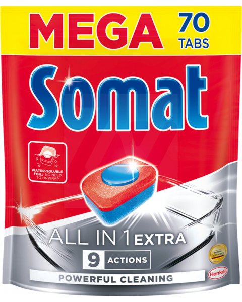 SOMAT ALL IN 1 EXTRA TABLETKI DO MYCIA NACZYŃ W ZMYWARKACH 1274 G (70 X 18,2 G)