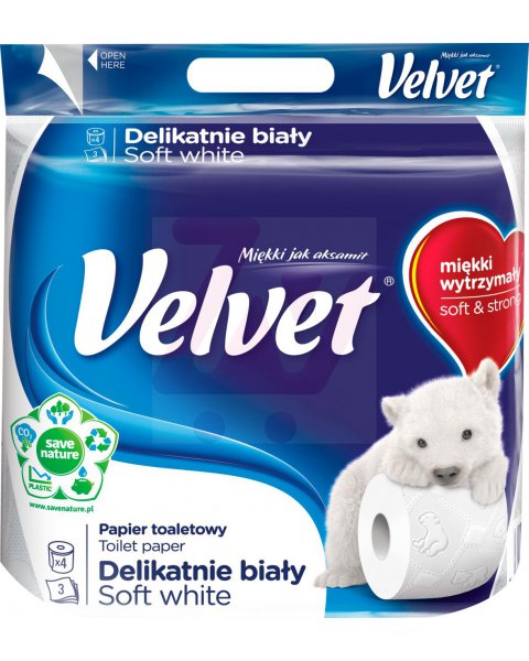 VELVET DELIKATNIE BIAŁY PAPIER TOALETOWY 4 ROLKI