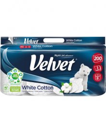 VELVET WHITE COTTON PAPIER TOALETOWY 8 ROLEK