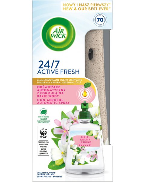 AIR WICK ACTIVE FRESH ODŚWIEŻACZ AUTOMATYCZNY Z FORMUŁĄ NA BAZIE WODY I WKŁAD BIAŁE KWIATY 228 ML