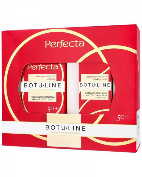 PERFECTA BOTULINE 50+ ZESTAW PREZENTOWY (PRZECIWZMARSZCZKOWY KREM NA DZIEŃ I NOC 50+ 50ML + ROZŚWIETLAJĄCY KREM POD OCZY 15ML)