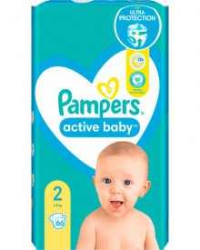 PAMPERS ACTIVE BABY 2, 66 PIELUSZEK,4KG - 8KG