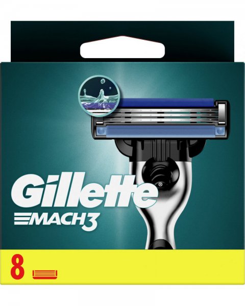 GILLETTE MACH3 OSTRZA WYMIENNE DO MASZYNKI DO GOLENIA DLA MĘŻCZYZN, 8 OSTRZA WYMIENNE